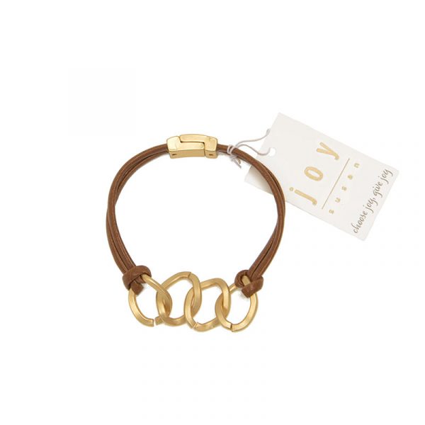 Cognac Leather w/Gold Links Bracelet - FINAL SALE