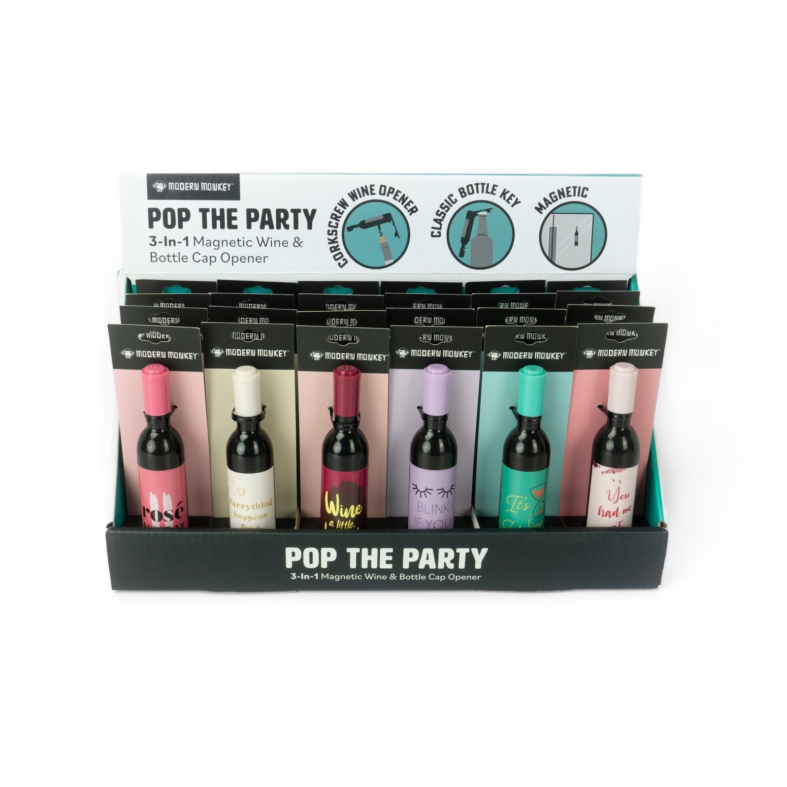 Pop the Party 3-in-1 Magnetic Wine & Bottle Opener