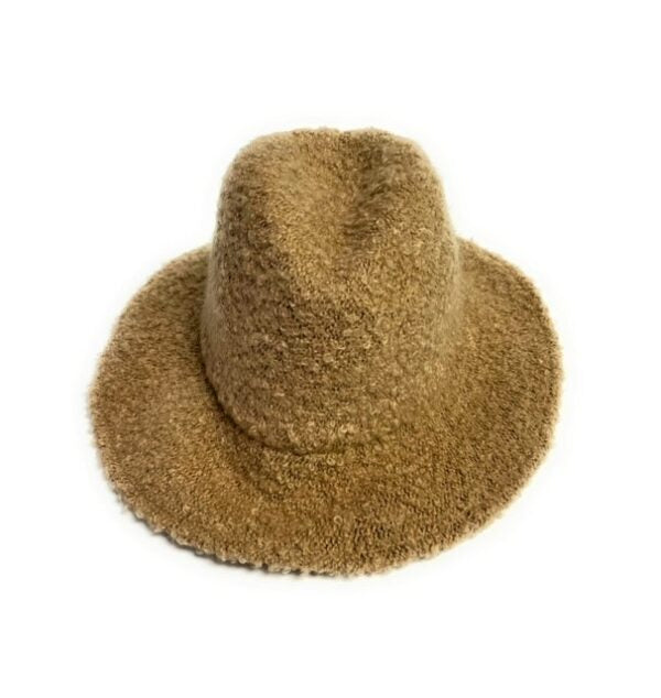 Camel Boucle Wool Fedora Hat