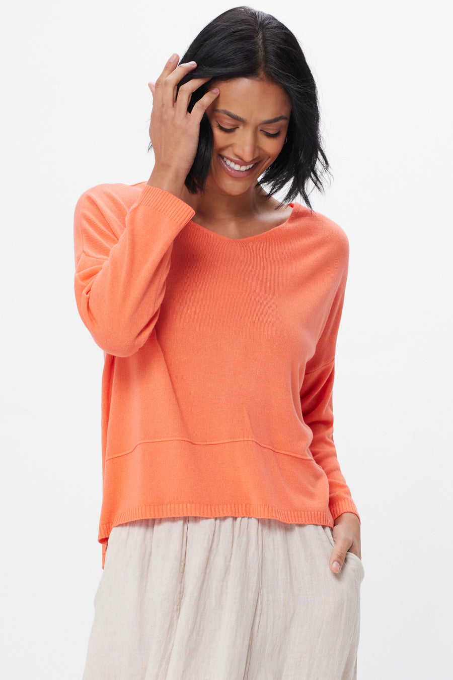 Coral  Arianna Soft Knit Split Back Sweater