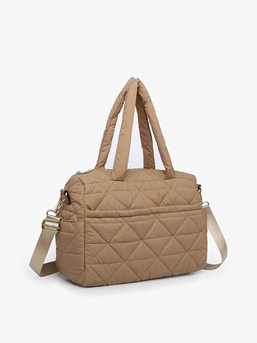 Billie Taupe Quilted Nylon Satchel
