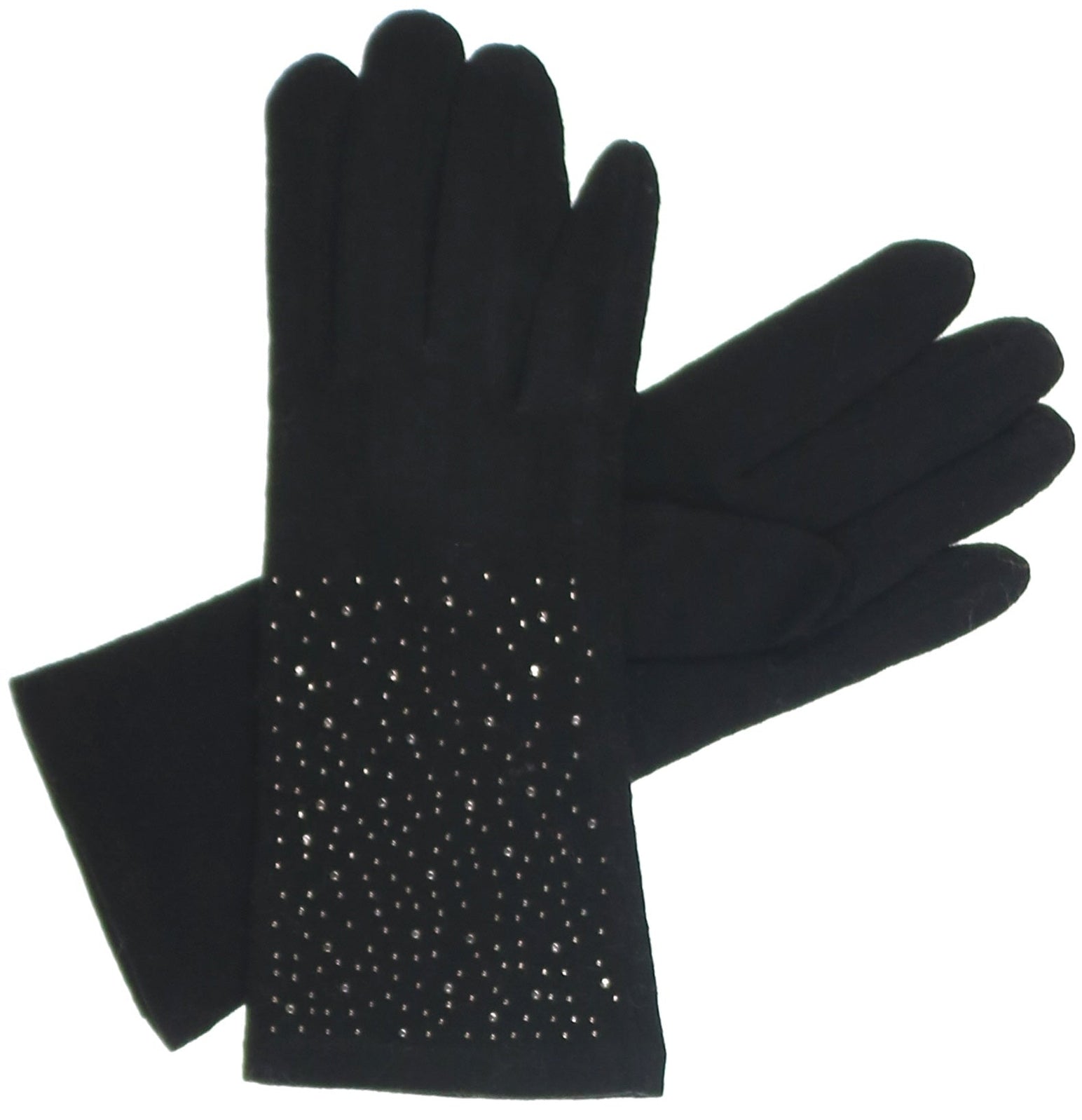 Black Sparkle Embellished Wool Blend Knit Tech Glove
