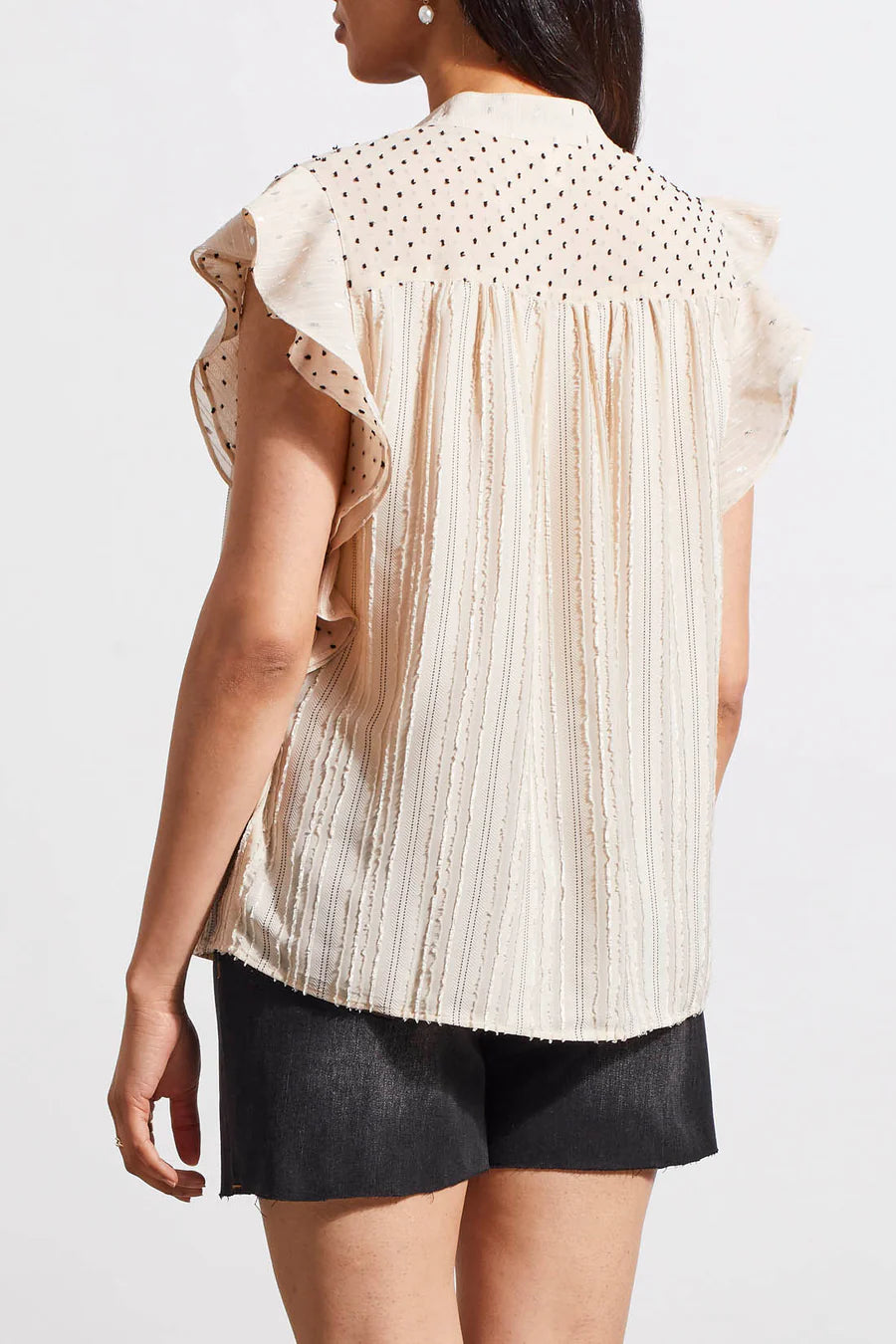 Frilled Neutral Printed Top