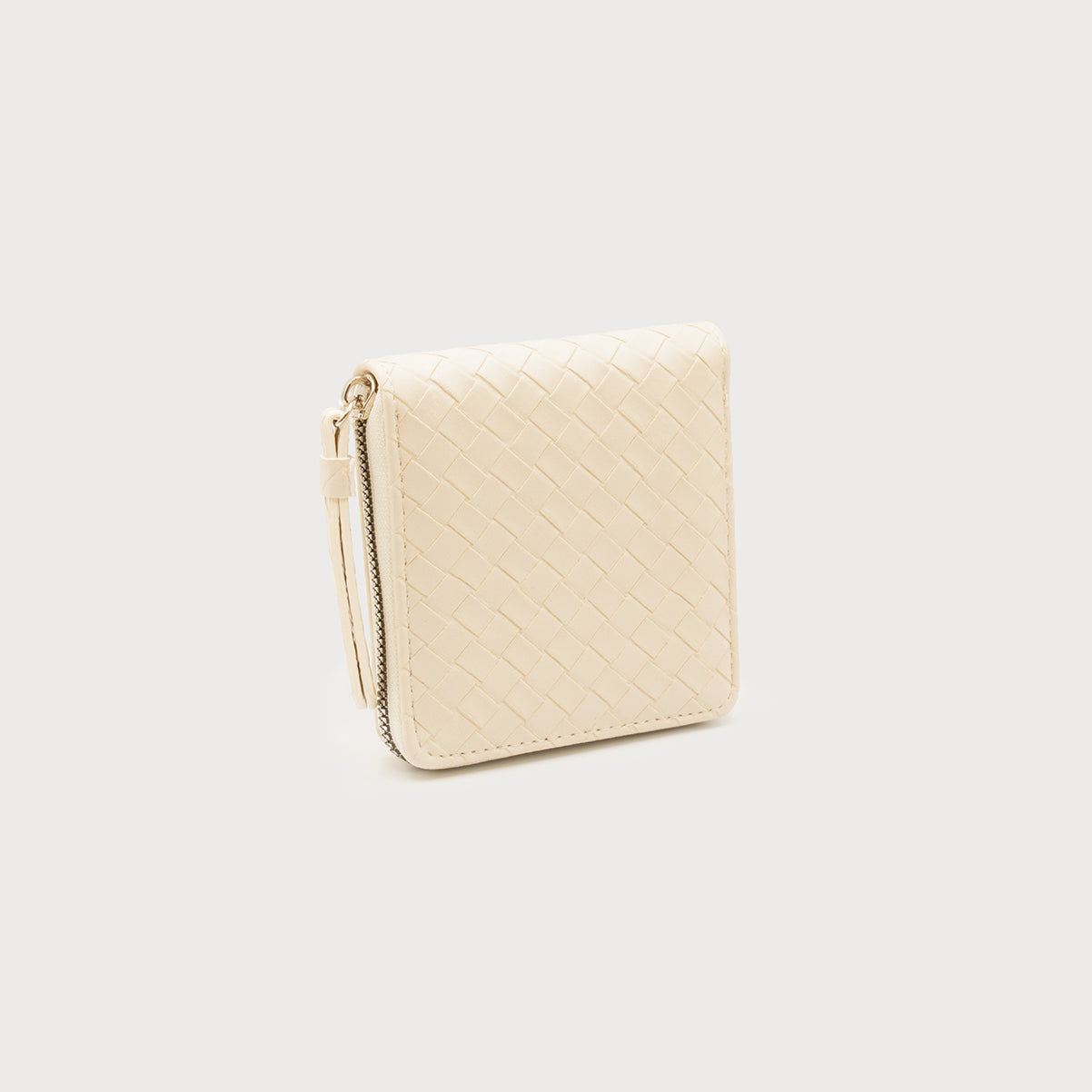 Beige Zippered Square Wallet