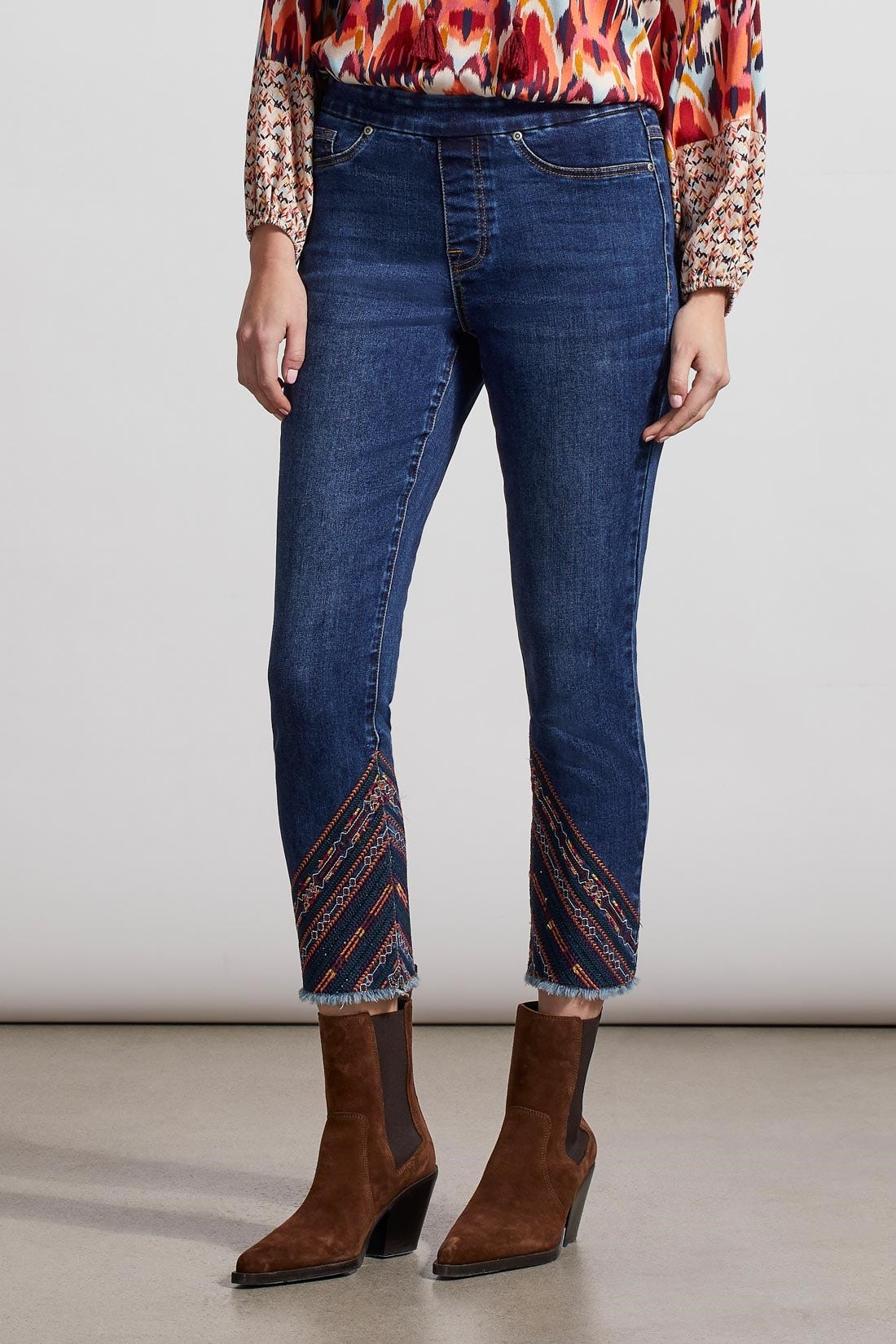 Audrey Pull On Fancy Embroidered Slim Ankle - FINAL SALE