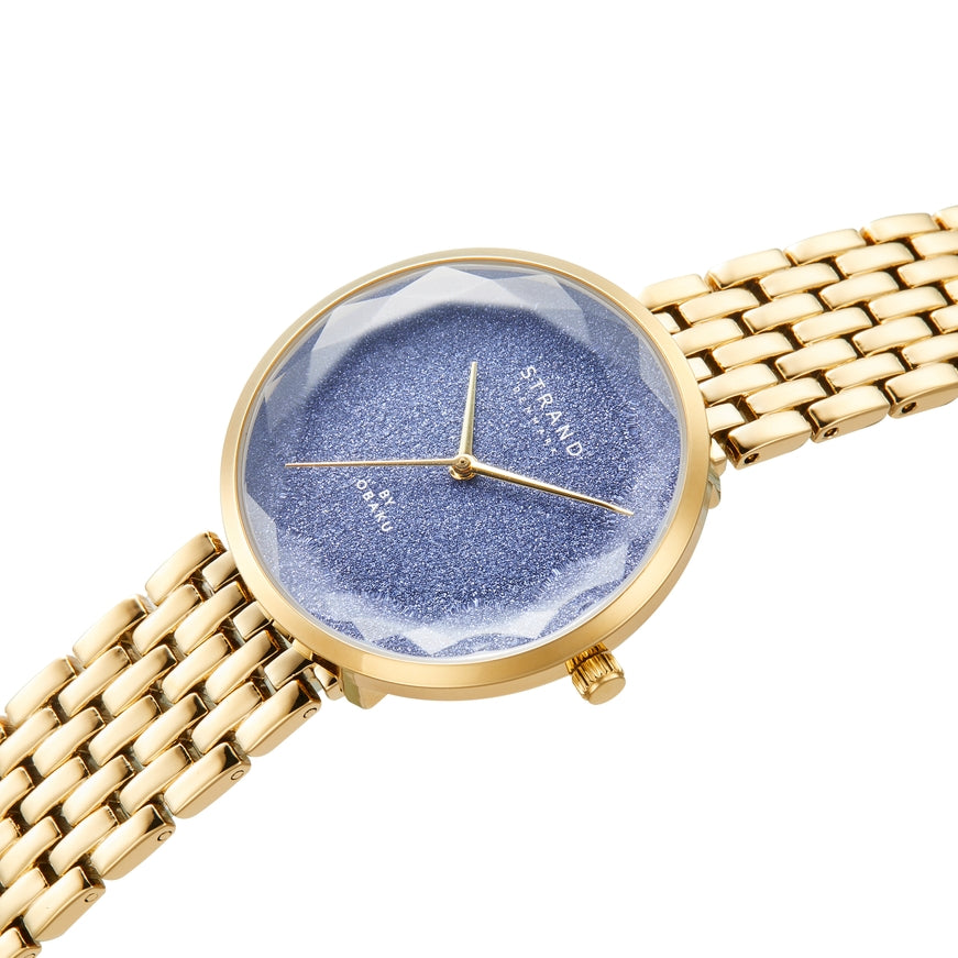Comillas - Gold Bracelet - Purple Crystal Link Band Watch