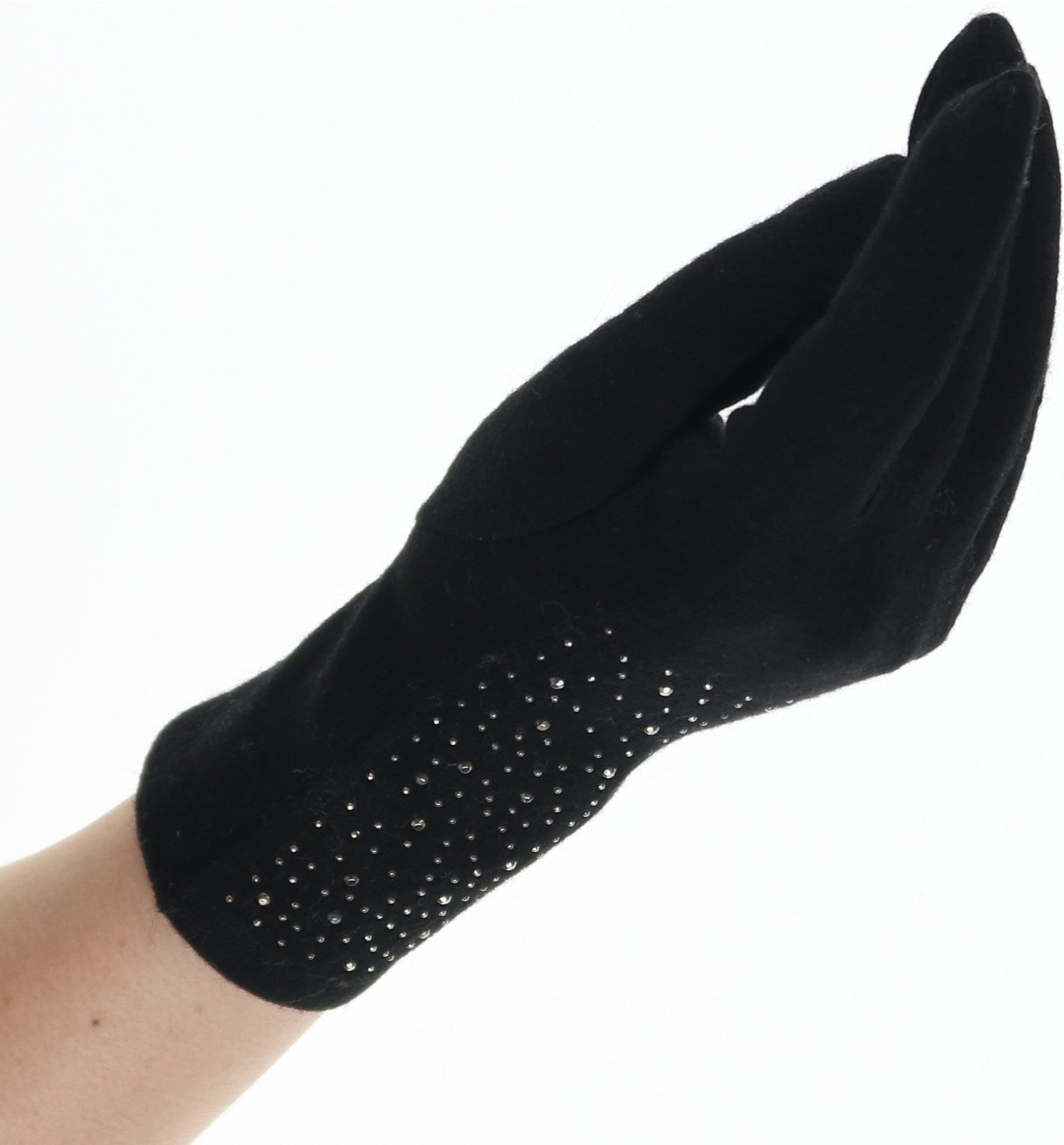 Black Sparkle Embellished Wool Blend Knit Tech Glove - FINAL SALE