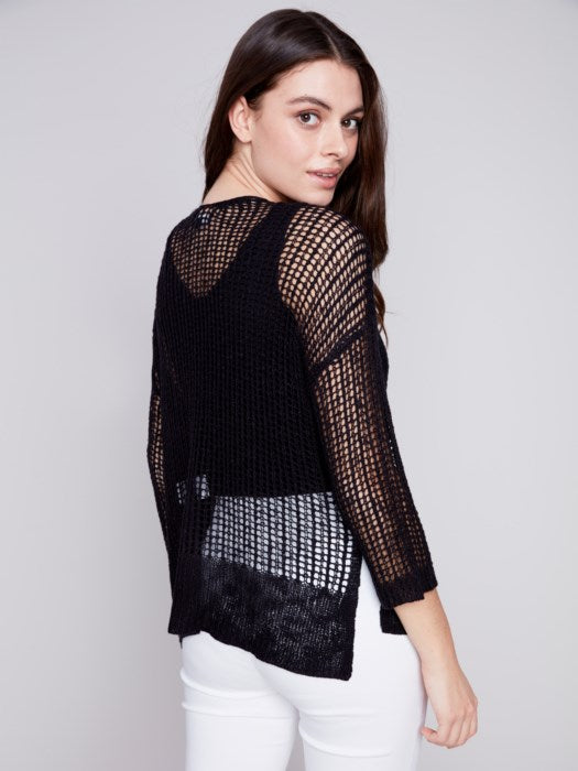 Black Fishnet Crochet Sweater