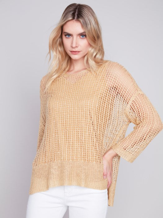 Gold Fishnet Crochet Sweater