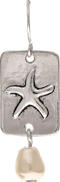 Silver Starfish Stamp Bar Earring