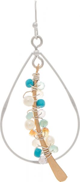 Two Tone Blue Bead Wrapped Mobile Earring