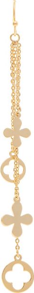 Gold Brass Flower Clover Chain Earring