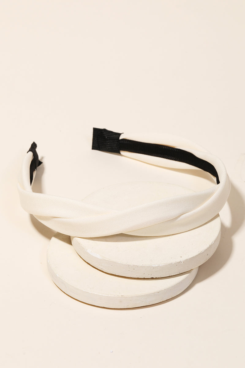 Ivory Thin Rib Twist Headband