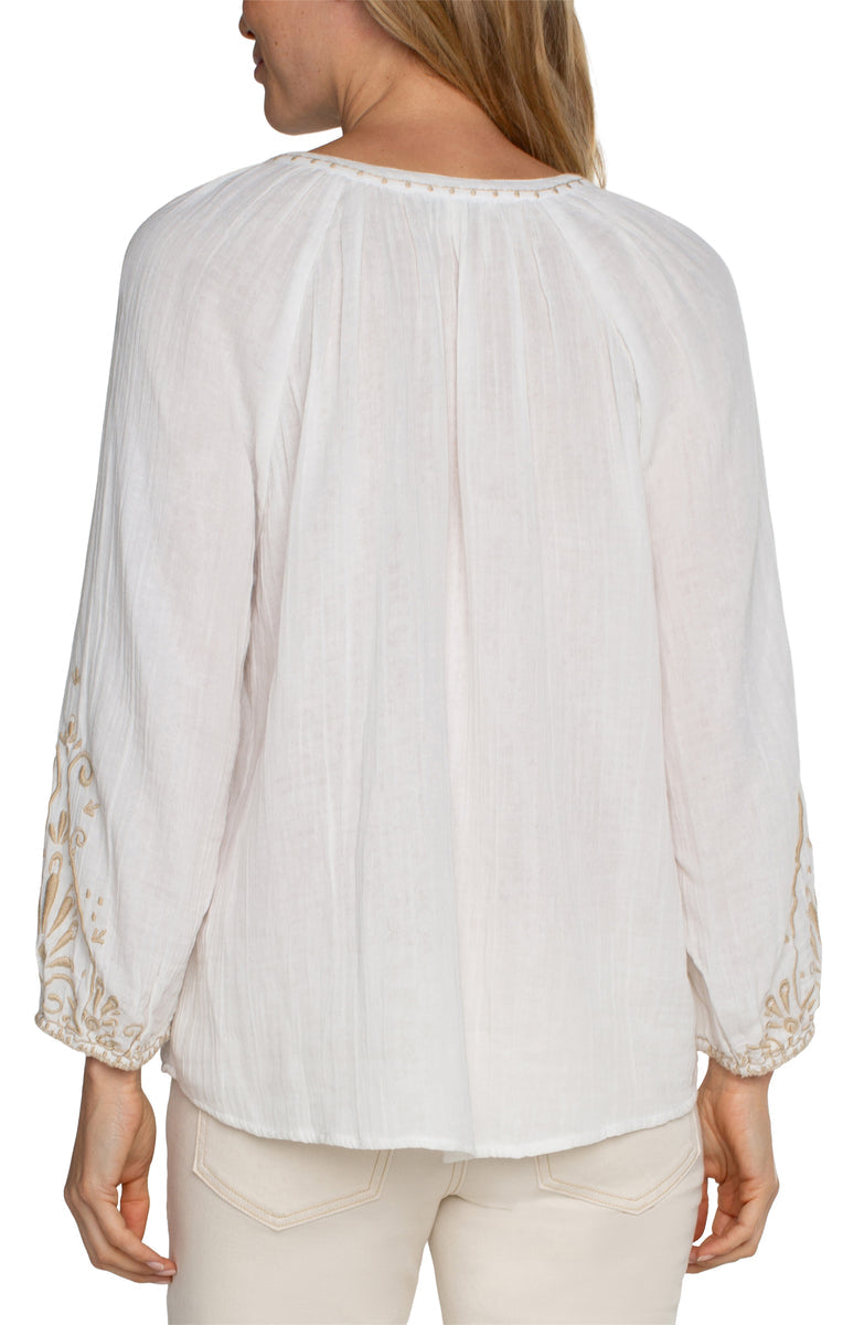Embroidered Double Gauze Woven Top