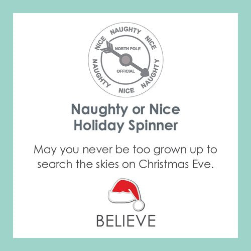Naughty or Nice Holiday Spinner All Silver Small - FINAL SALE