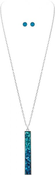 Silver Bluewater Long Bar Necklace Set