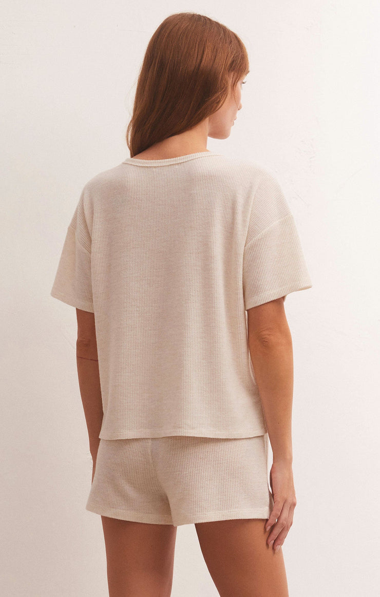Light Oatmeal Cozy Days Thermal Tee - FINAL SALE