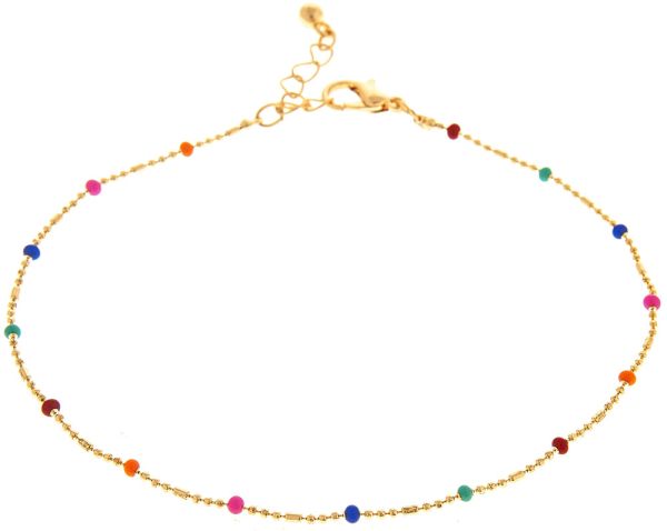 Gold Multicolored Tiny Beads Anklet