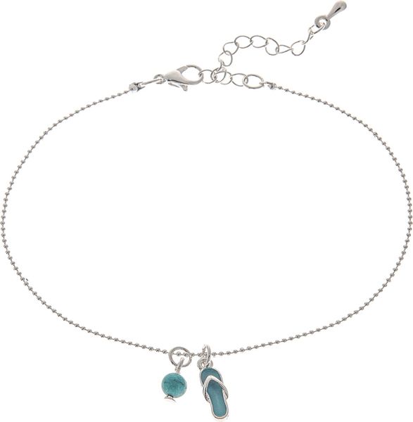 Silver Turquoise Flip Flop Charm Anklet