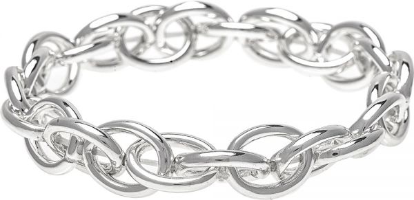 Silver Linked Ovals Stretch Bracelet