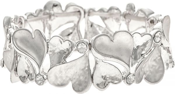 Silver Matte Alternating Shiny Hearts Bracelet - FINAL SALE