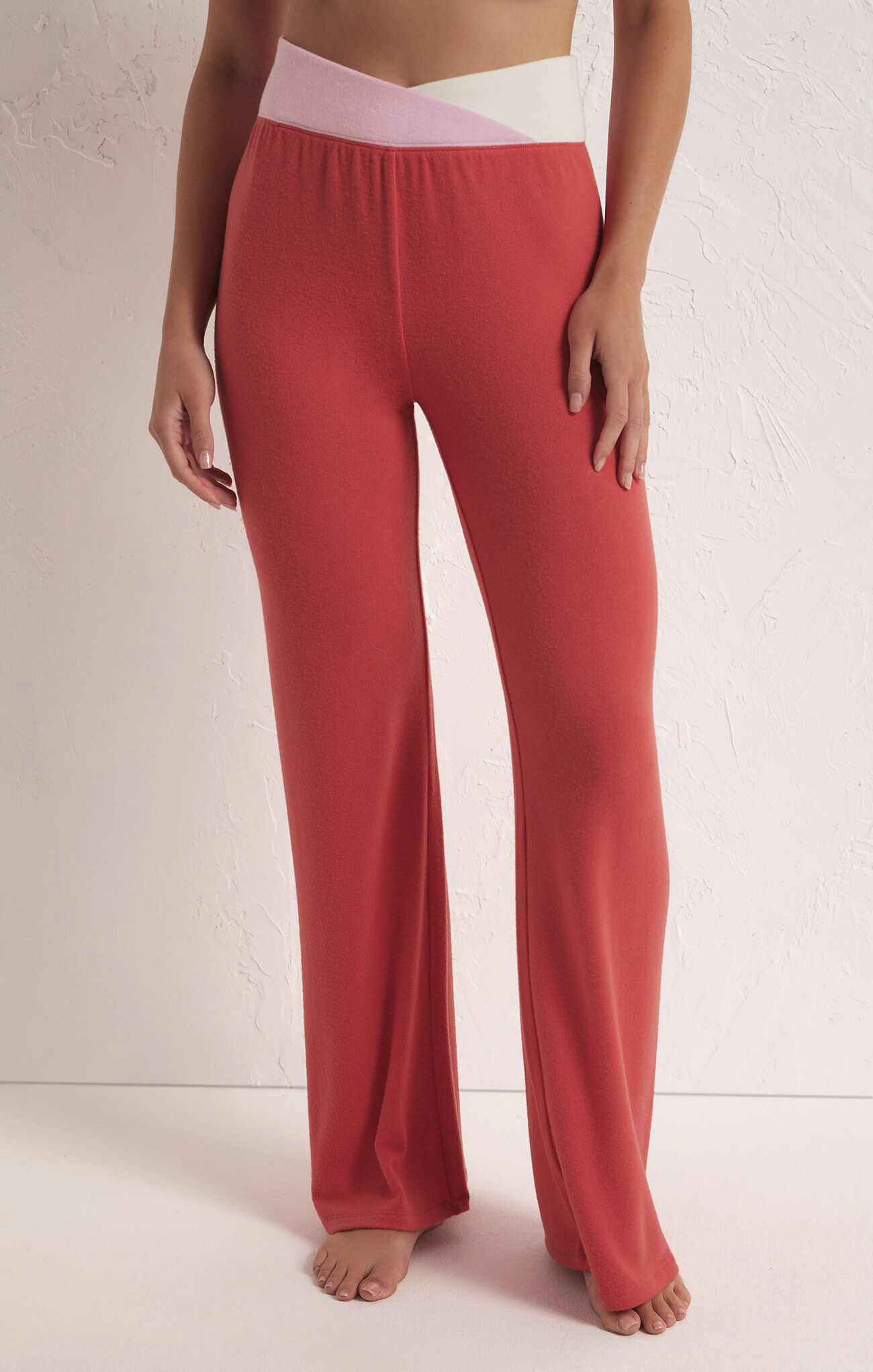 Candy Red Crossover Flare Pant