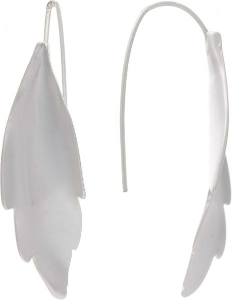 Modern Leaf Silver Engraved Earrings