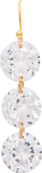 Gold Triple CZ Crystal Drop Earring