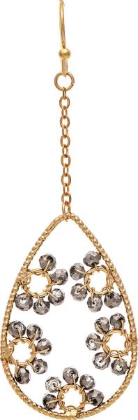 Gold Hematite Woven Flower Beads Earring