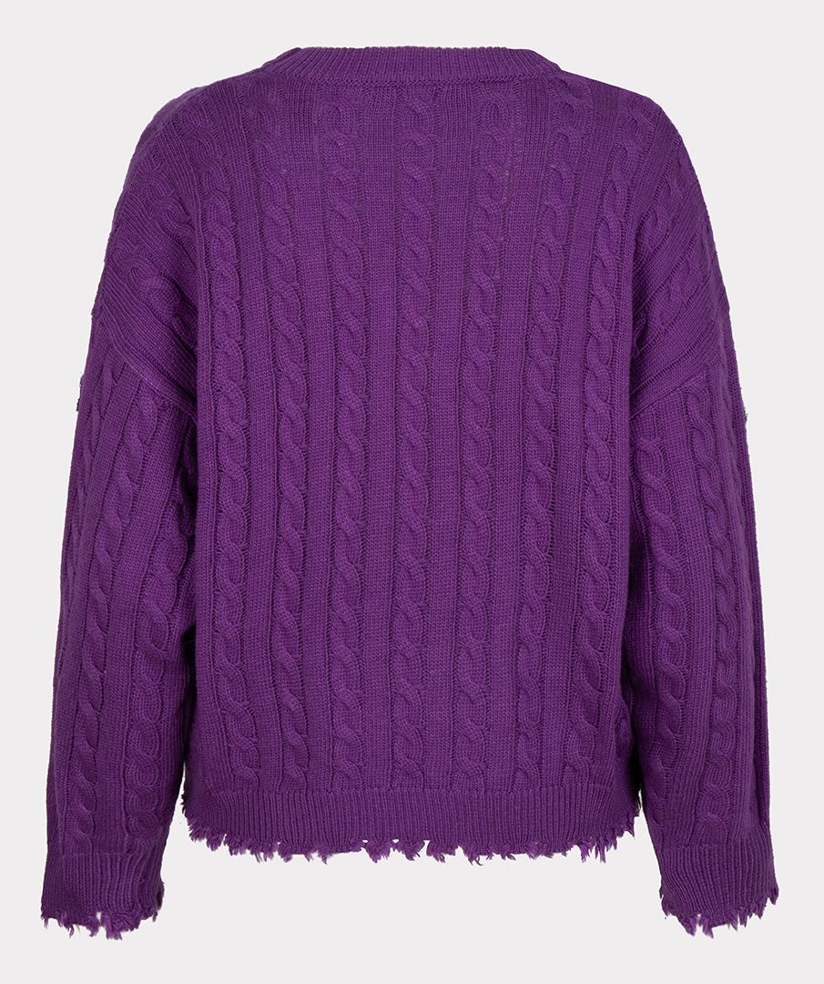 Purple Raw Edge Cable Sweater