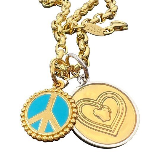 Peace Sign All Gold Turquoise Mini