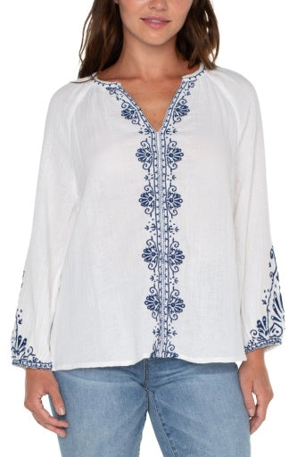 Embroidered Double Gauze Woven Top