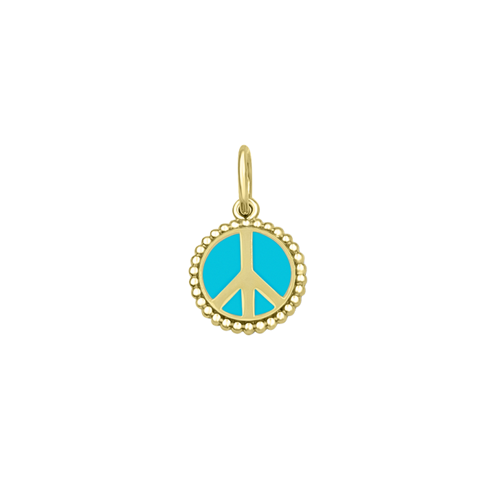Peace Sign All Gold Turquoise Mini