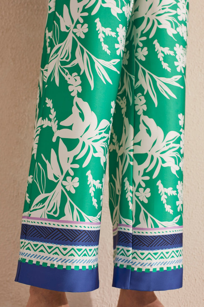 Silky Green Printed Pant