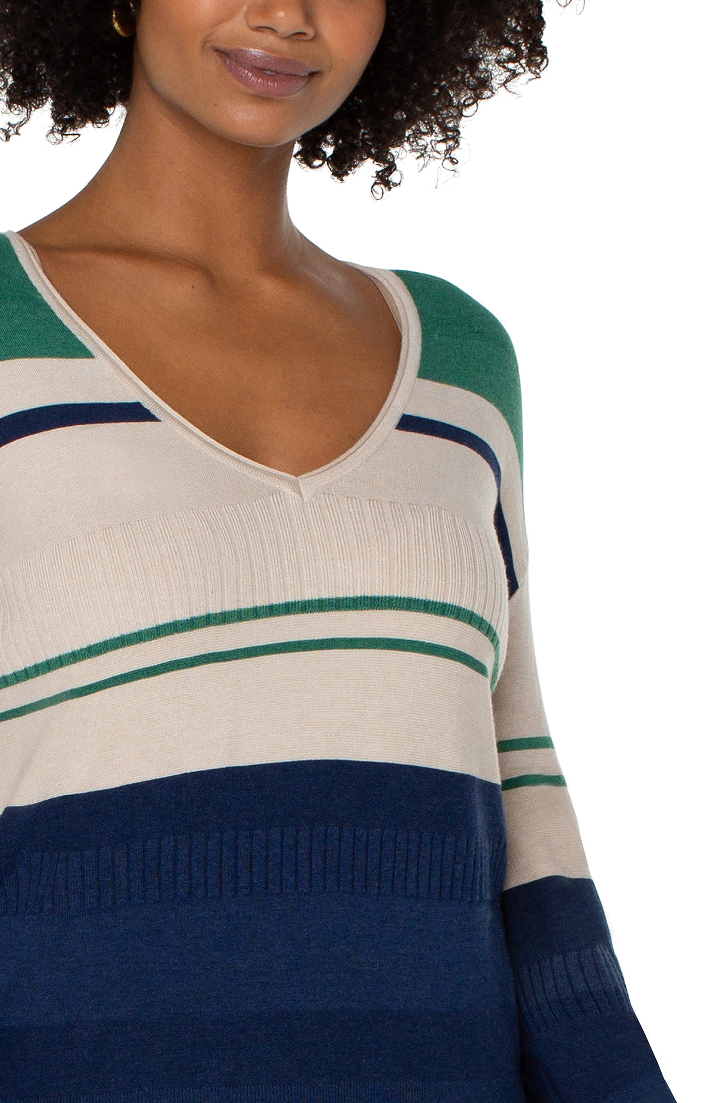 V-Neck Blouson Sweater Colorblock - FINAL SALE