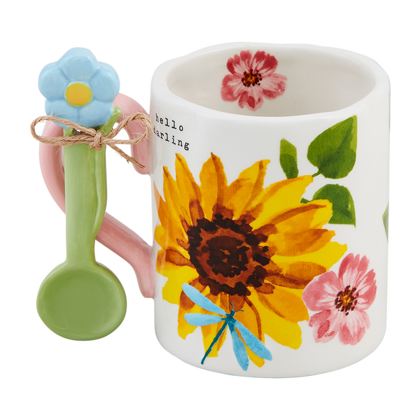 Yellow Sunflower Mug & Spoon Set