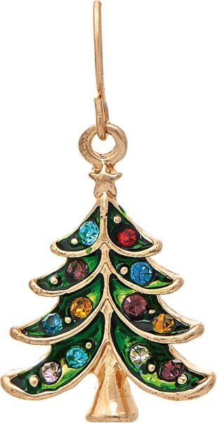 Gold Crystal Color Christmas Tree Earring