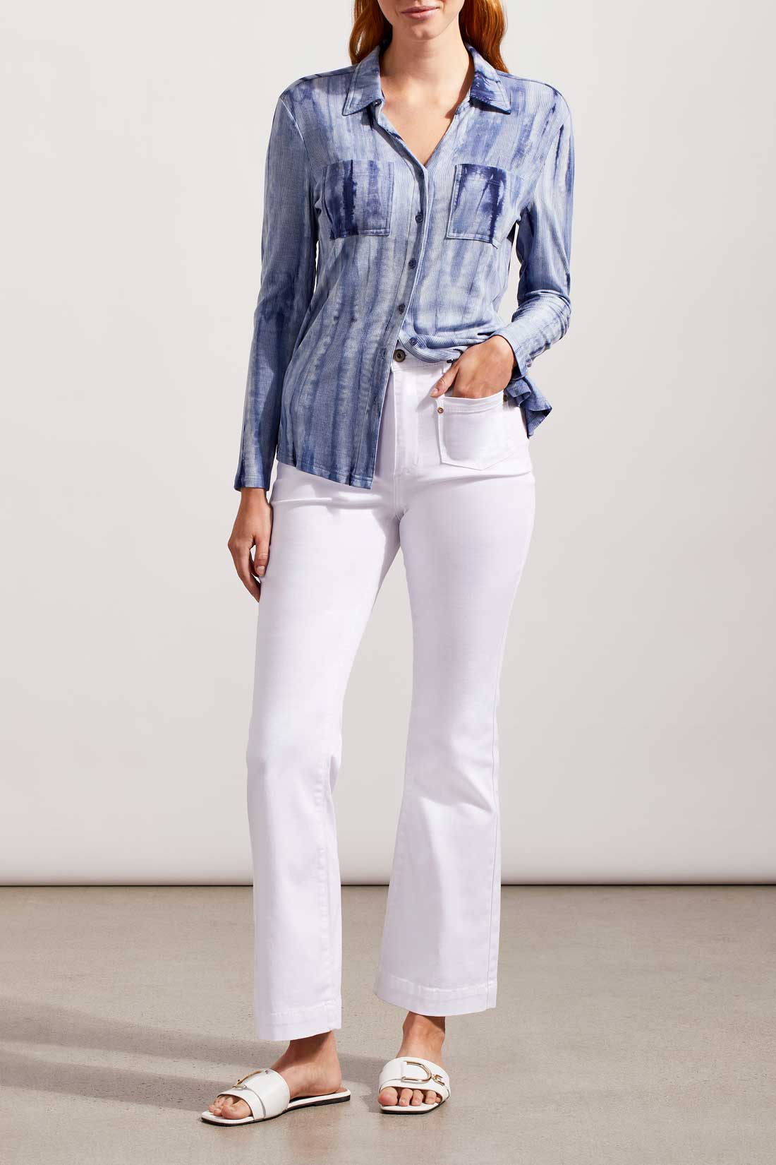 Brooke White Patch Pocket Micro Flare Pant - FINAL SALE