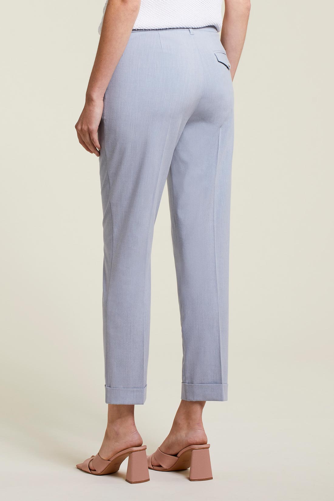 Pearl Blue Front Cuffed Ankle Pant - FINAL SALE